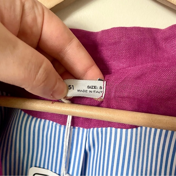 Civico 51 100% Linen Pink Blazer Made In Italy Size Small - Picture 3 of 8